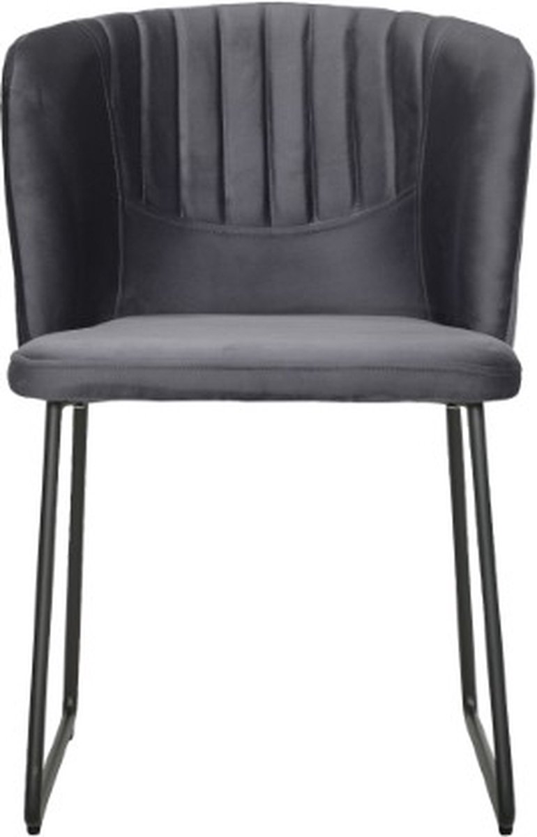 Soof & Tess Soof&Tess - Set van 6 - Siena Eetkamerstoel -Zwart - Fluweel - Velvet - Industrieel - Met armleuning - Easy Clean Stoffen - Hoge Kwaliteit