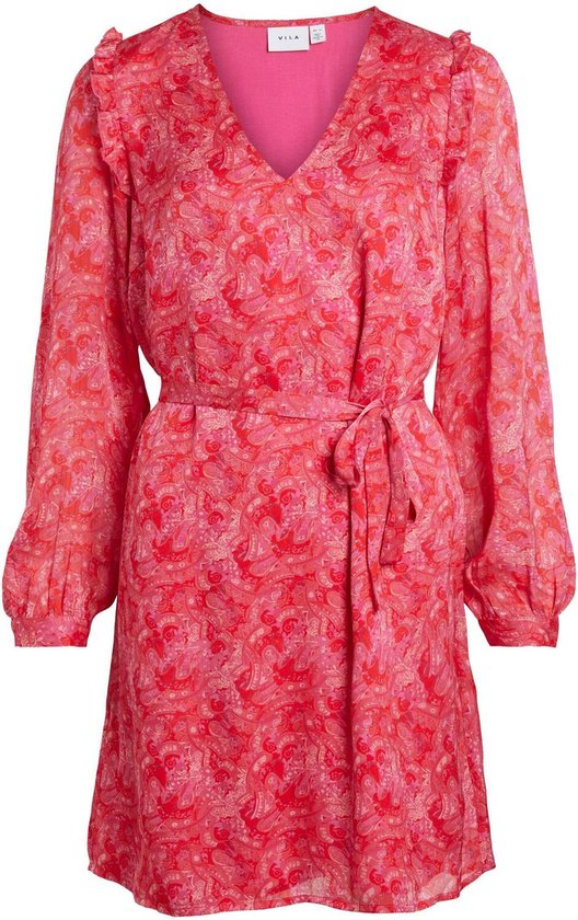 Vila Jurk Vilayla Vie L/s Short Dress/ls 14083031 Pink Yarrow Dames