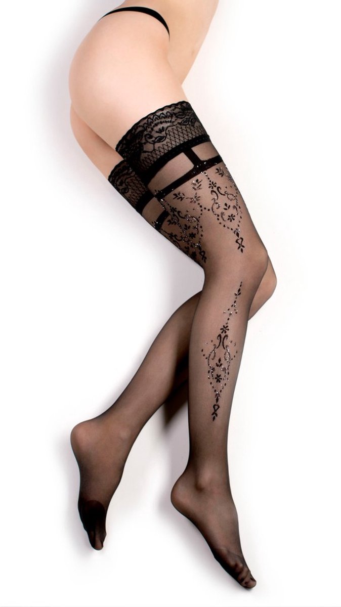 Goedkoopste Ballerina - Hold Up Kousen - Roaring Twenties - 20 denier - Zwart - Maat L/XL
