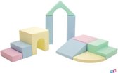 Multifunctionele foam speelset - Creativity - pastel kleuren - foam blokken Soft Play met glijbaan