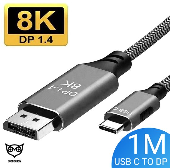 Adaptateur DisplayPort Vers Mini DisplayPort 8K/60Hz - DP 1.4 Bidirectionnel, 32.4 Gbps, Aluminium