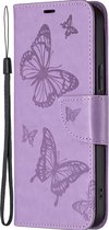 Mobigear Telefoonhoesje geschikt voor Xiaomi 12T Pro Hoesje | Mobigear Butterfly Bookcase Portemonnee | Pasjeshouder voor 3 Pasjes | Telefoonhoesje voor Pinpas / OV Kaart / Rijbewijs - Paars