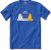 Happy Birthday Cats | Verjaardag - Katten - Happy Birthday - T-Shirt - Unisex - Royal Blue - Maat M