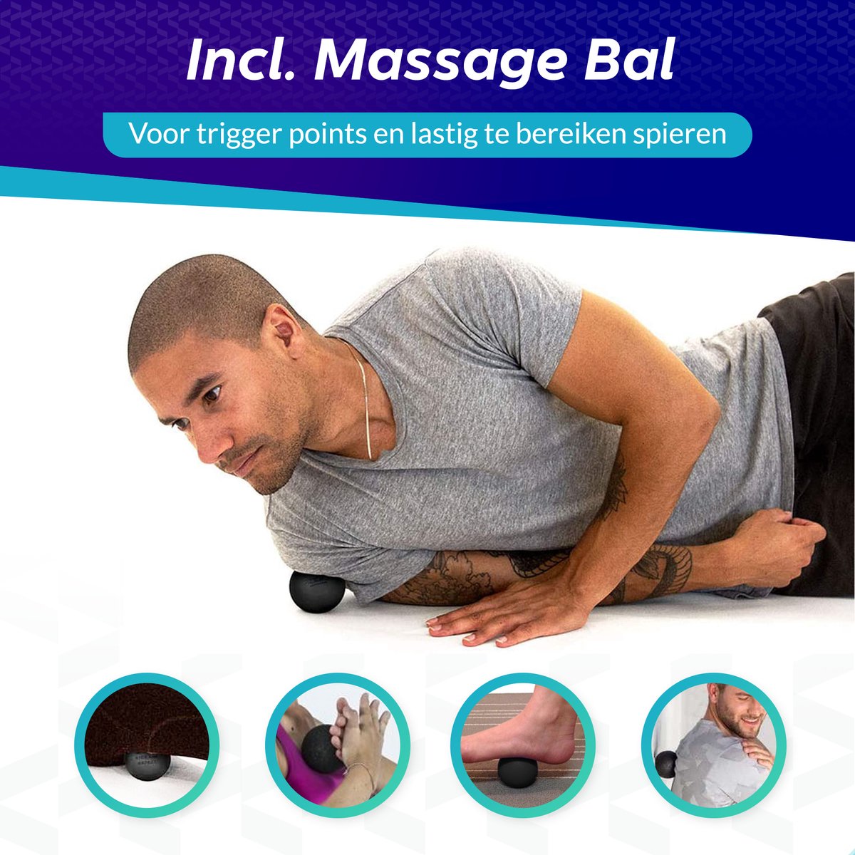 Vitalic Foam roller 33 cm met massage triggerpoint bal thumbnail 6
