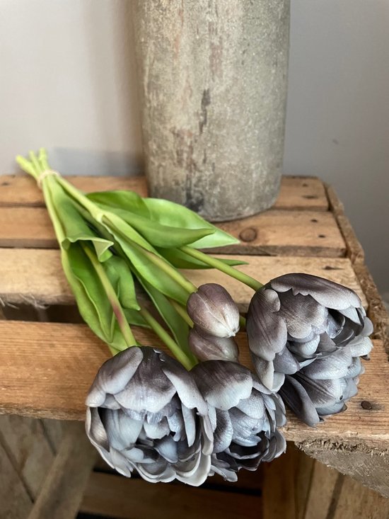 Tulpen real touch black 44 cm - Tulp - kunstbloem - bloem