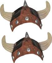Funny Fashion - Viking helm - 2x - bruin/beige - latex - volwassenen