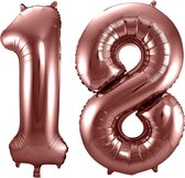 Folat Folie ballonnen - 18 jaar cijfer - brons - 86 cm - leeftijd feestartikelen