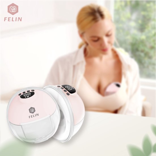 Felin Handsfree Borstkolf - Dubbele Draadloze Elektrische Borstkolf - Inclusief 30 Moedermelk Bewaarzakjes, 3 Maten Borstschildverkleiners & E-Book