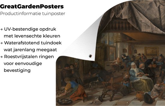 The life of man - Peinture de Jan Steen Garden poster 160x120 cm - Toile de jardin / Toile d'extérieur / Peintures d'extérieur (décoration de jardin) XXL / Groot format!