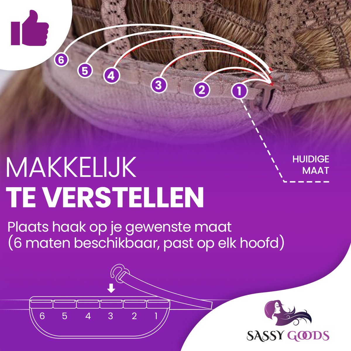 SassyGoods Rode Pruik - Pruiken Dames Lang Haar met Pony - Wig - Haarwerk - Wasbaar - Wijn Rood - 70 cm — afbeelding 4