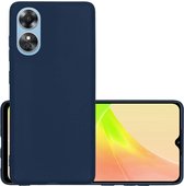 Hoes Geschikt voor OPPO A17 Hoesje Cover Siliconen Back Case Hoes - Donkerblauw