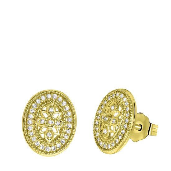 Lucardi - Luxury Diamond - Boucles d'oreilles en or jaune 14 carats et diamants 0 1ct)