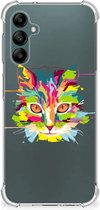 Silicone Case Geschikt voor Samsung Galaxy A14 5G Smartphone hoesje met doorzichtige rand Cat Color