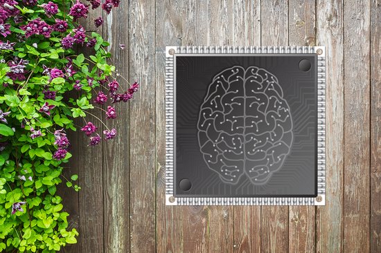 Une illustration d'affiche de jardin de cerveaux en forme artificielle 50x50 cm - petit - Toile de jardin / Toile d'extérieur / Peintures pour l'extérieur (décoration de jardin)