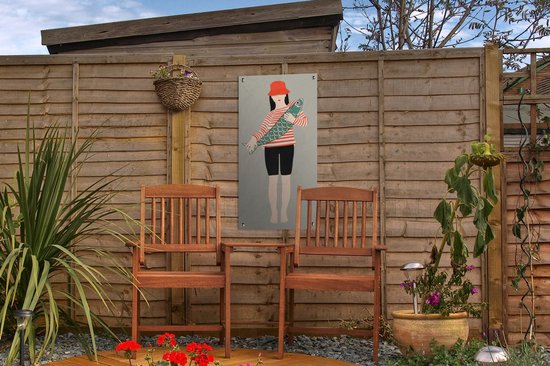 beha Shetland binnenvallen Tuinposter - Vrouw - Vis - Vintage - Tuin - Buiten - Tuinschilderij -  Schuttingposter... | bol.com
