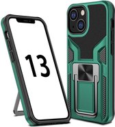 Apple iPhone 13 Mini Hoesje Hybride Back Cover Kickstand Groen