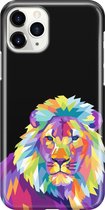 Apple iPhone 11 Pro Max Telefoonhoesje - Premium Hardcase Hoesje - Dun en stevig plastic - Met Dierenprint - Leeuw - Paars