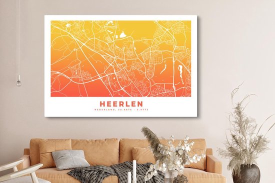 Toile Peinture Plan de Ville - Heerlen - Nederland - 180x120 cm - Décoration murale XXL