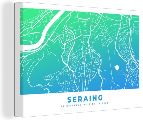 Toile Peinture Plan de Ville - Seraing - Blauw - België - 140x90 cm ...