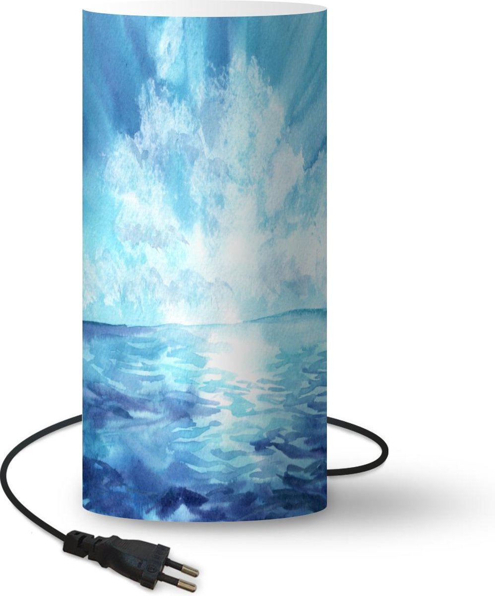 Lamp - Nachtlampje - Tafellamp slaapkamer - Zee - Lucht - Zon - 33 cm hoog - Ø15.9 cm - Inclusief LED lamp