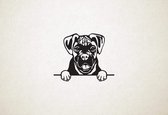 Boxer - hond met pootjes - S - 34x43cm - Zwart - wanddecoratie