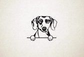 Daschound - Dachshund - hond met pootjes - S - 36x43cm - Zwart - wanddecoratie