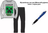 Minecraft Pyjama - Mele grijs - zwart. Maat 134 cm / 9 jaar + EXTRA 1 Stylus Pen.