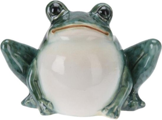 Figurine grenouille/crapaud assis céramique vert mousse 21 cm décoration  jardin 