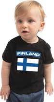 Finland baby shirt met vlag zwart jongens en meisjes - Kraamcadeau - Babykleding - Finland landen t-shirt 74 (5-9 maanden)