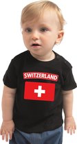 Switzerland baby shirt met vlag zwart jongens en meisjes - Kraamcadeau - Babykleding - Zwitserland landen t-shirt 62 (1-3 maanden)