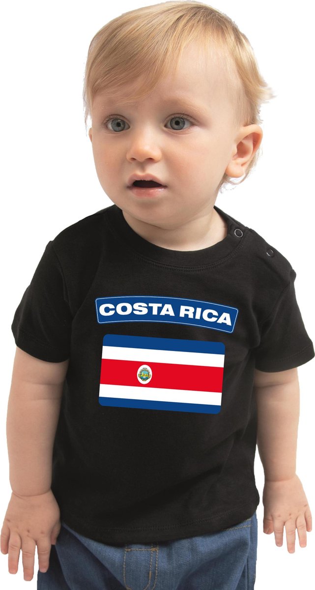 Costarica baby shirt met vlag zwart jongens en meisjes - Kraamcadeau - Babykleding - Costa Rica landen t-shirt 62