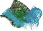 hoed pauw met veren groen/ blauw unisex