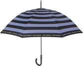 paraplu strepen 112 cm automatisch dames blauw/zwart