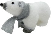 hangfiguur ijsbeer 10 cm textiel wit/grijs