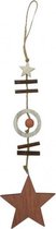 hangfiguur ster 41 cm hout roze/zilver/bruin