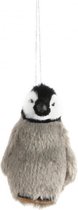 kersthanger pinguin 6x4,5x9cm textiel grijs