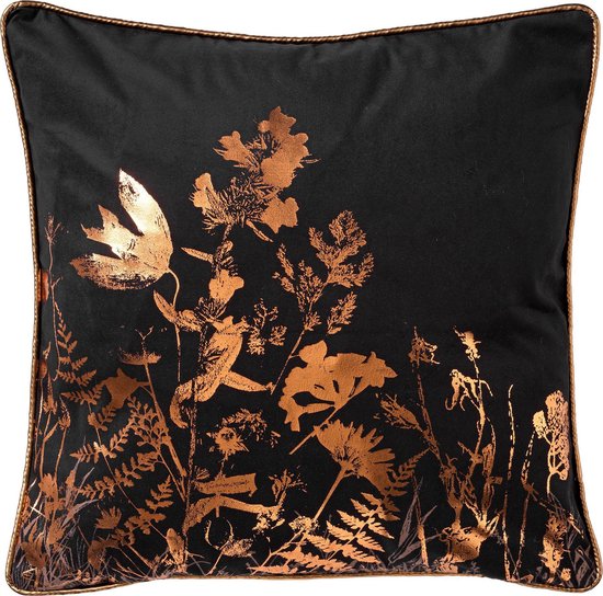 Dutch Decor DALIA - Housse de coussin à motif floral 45x45 cm Corbeau