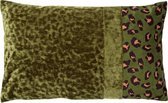 BAILEY - Sierkussen velvet 30x50 cm Chive - groen - panterprint - Inclusief binnenkussen