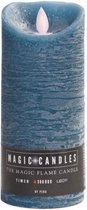 kaars met led verlichting 7,5 x 18 cm wax blauw