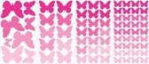 muurstickers Pink Butterflies vinyl 75 stuks