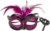 oogmasker Venetiaans meisjes roze 14 cm