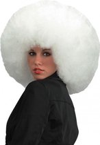 pruik Afro 40 cm synthetisch wit one-size