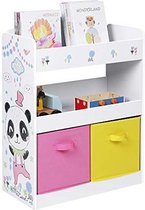 Segenn's Kinderplank - Boekenplank - Speelgoedplank - Speelgoed Organizer - 2 Multifunctionele Opbergdozen - Plank - voor Kinderkamers - Speelkamers - Kleuterschool - Wit - Roze en