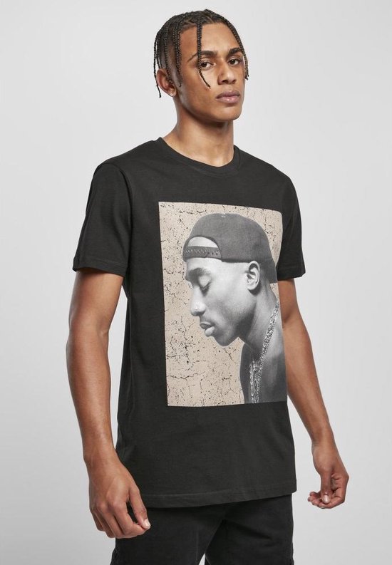Mister Tee Tupac - Tupac Cracked Background Heren T-shirt - L - Zwart