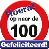 huldeschild 100 jaar karton 50 x 50 rood/wit