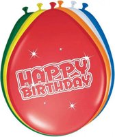 ballonnen Happy Birthday 30 cm latex 6 stuks