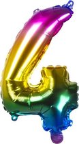 folieballon cijfer 4 latex regenboog 36 cm