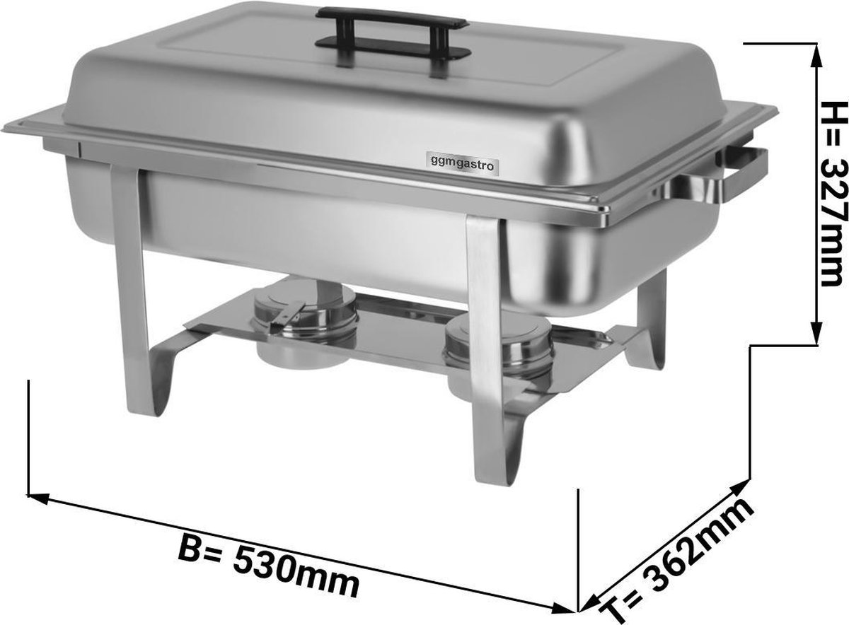 Chafing Dish Voedselwarmer, 4 liter, roestvrij staal, voor catering, buffet en feestjes