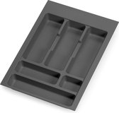 Emuca Bestekbak Optima voor keukenladen Vertex/Concept 500, unit 400 mm, Planken 16mm, Kunststof, antraciet grijs