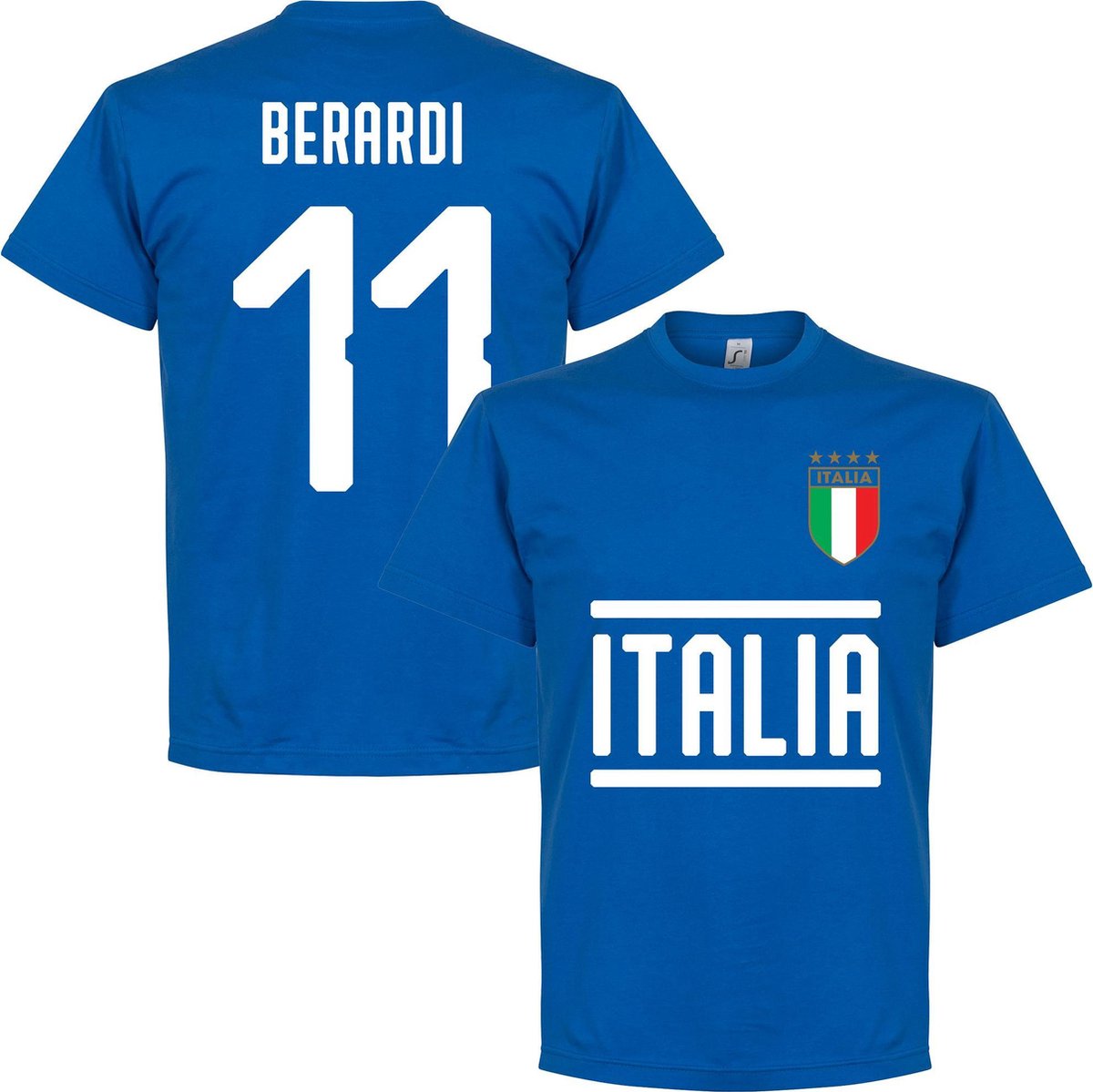 Italië Berardi 11 Team T-Shirt - Blauw - S